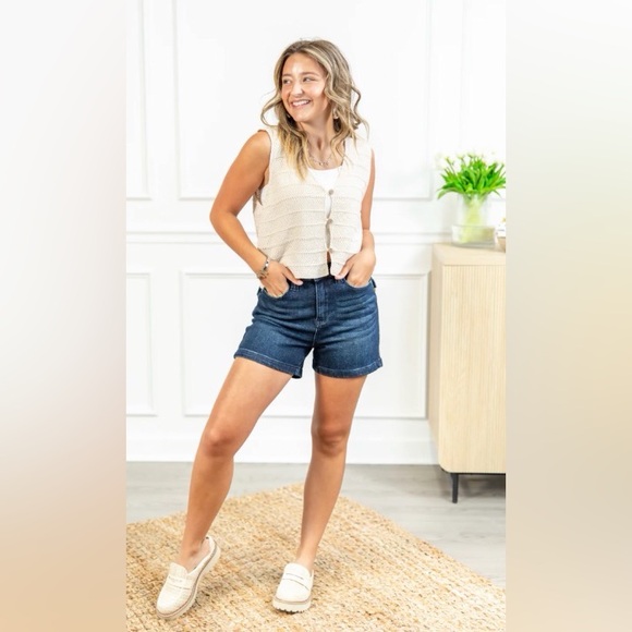 Judy Blue Dark Wash Denim Shorts - Picture 2 of 6